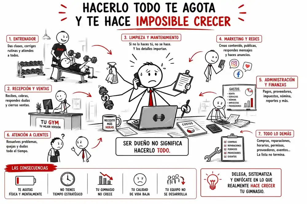 El dueño agotado haciendo todo